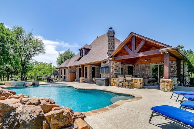 4312 Tapatio Springs Rd, Fort Worth, TX 76108 - view of swimming pool featuring a jacuzzi, a ceiling fan, and a patio area