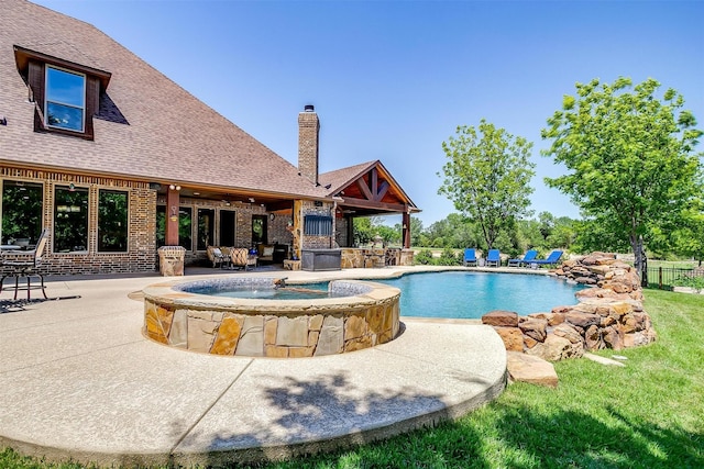 4312 Tapatio Springs Rd, Fort Worth, TX 76108 - view of swimming pool featuring a patio, fence, and a pool with connected hot tub
