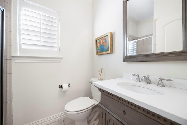 6137 Oram St, Dallas, TX 75214 - full bathroom with a shower stall, toilet, healthy amount of natural light, and vanity