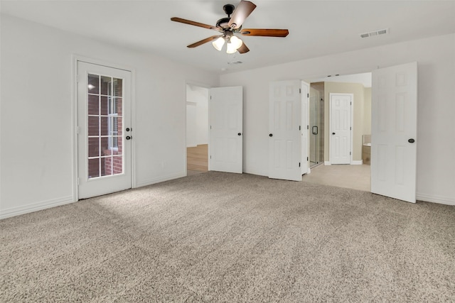 289 Cates Rd, Van Alstyne, TX 75495 - unfurnished bedroom with carpet flooring, access to exterior, and a ceiling fan