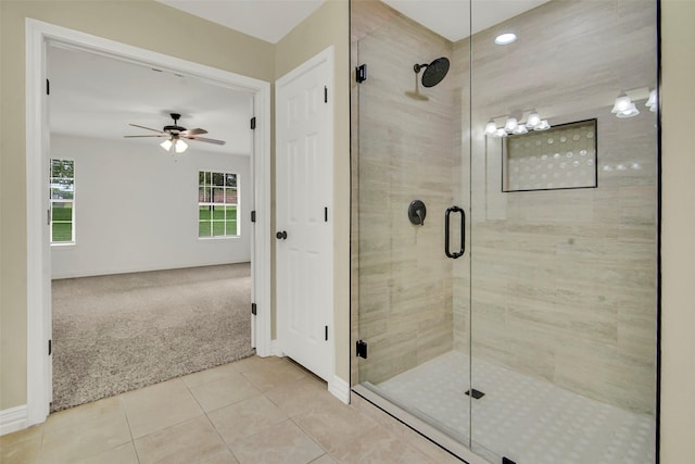 289 Cates Rd, Van Alstyne, TX 75495 - full bath featuring plenty of natural light, tile patterned flooring, a shower stall, and recessed lighting