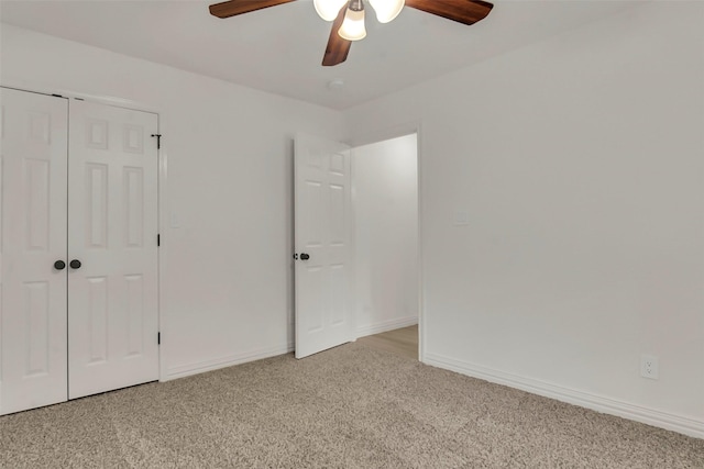 289 Cates Rd, Van Alstyne, TX 75495 - unfurnished bedroom with light colored carpet, ceiling fan, and a closet