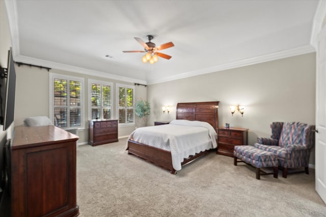 227 Justin Rd, Murphy, TX 75094 - bedroom with light carpet, crown molding, baseboards, and ceiling fan