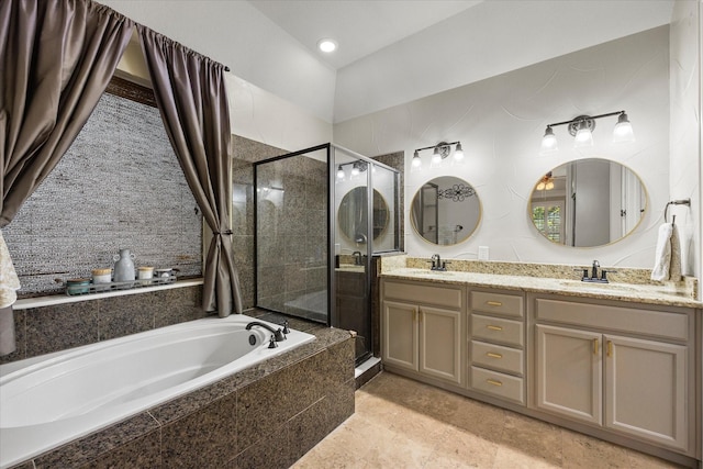 227 Justin Rd, Murphy, TX 75094 - bathroom featuring a bath, a shower stall, and double vanity