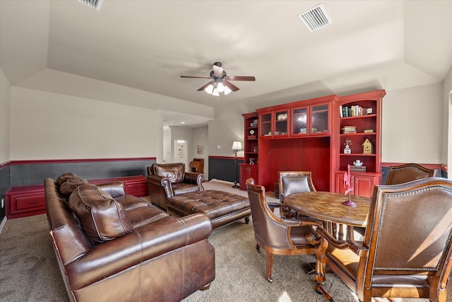227 Justin Rd, Murphy, TX 75094 - living area with carpet, a ceiling fan, and wainscoting