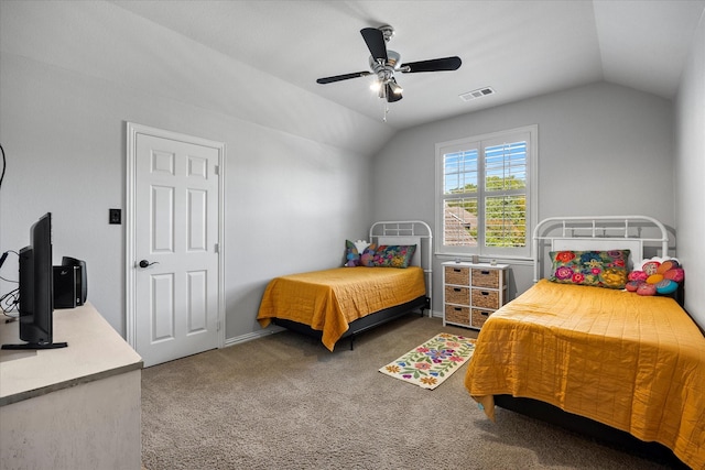 227 Justin Rd, Murphy, TX 75094 - bedroom with lofted ceiling, carpet flooring, and ceiling fan