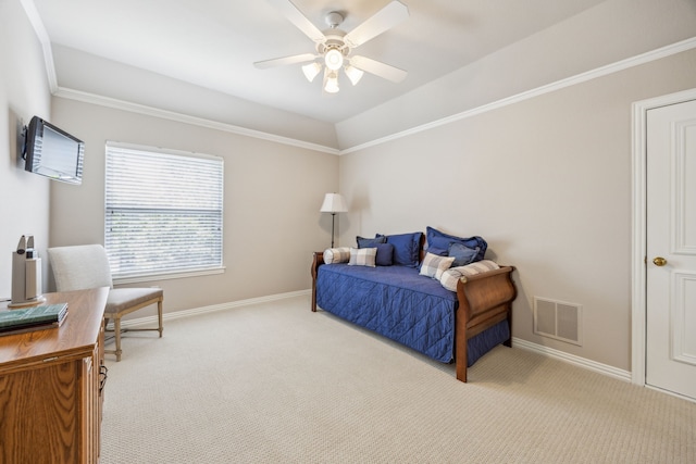 4024 Oakmeadow Dr, Plano, TX 75093 - carpeted bedroom with baseboards, a ceiling fan, a desk, and crown molding