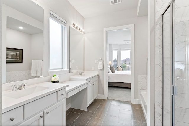 762 Corner Post Path, Celina, TX 75009 - bathroom featuring ensuite bath, a shower stall, vanity, and baseboards
