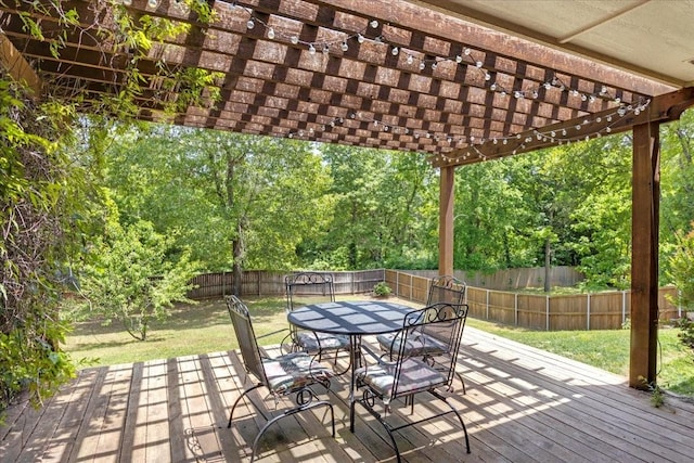 1823 Woodland Park Dr, Denison, TX 75021 - wooden deck featuring a pergola and outdoor dining space