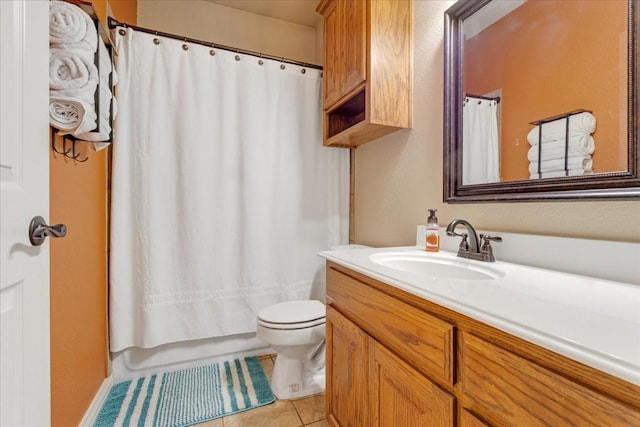 1823 Woodland Park Dr, Denison, TX 75021 - bathroom with toilet, vanity, tile patterned flooring, and shower / bath combo