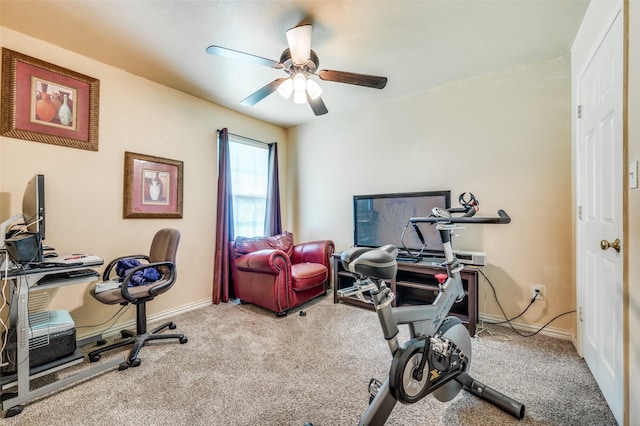 3406 Nomas St, Dallas, TX 75212 - carpeted office with ceiling fan and baseboards