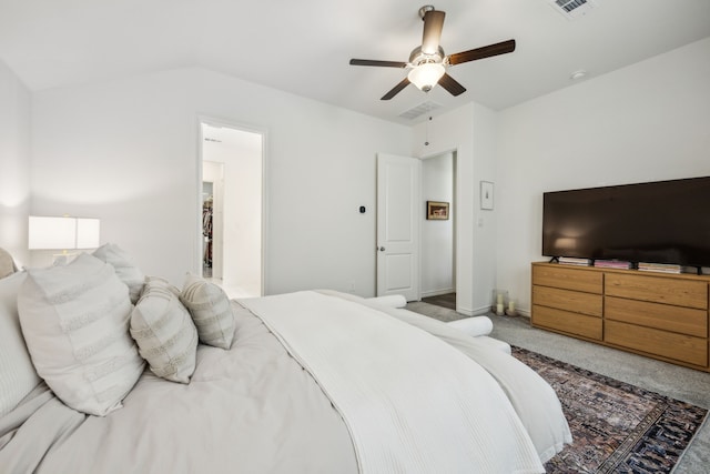 2812 Quill Ln, Northlake, TX 76247 - bedroom featuring carpet floors, ceiling fan, and lofted ceiling