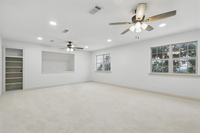 1430 Black Hawk Trl, Nemo, TX 76070 - carpeted empty room with ceiling fan, recessed lighting, built in shelves, and baseboards