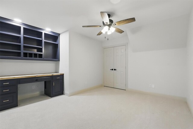 1430 Black Hawk Trl, Nemo, TX 76070 - unfurnished office featuring light colored carpet, ceiling fan, built in desk, and baseboards