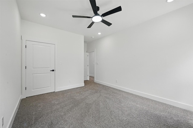 912 Layne Dr, Denison, TX 75020 - unfurnished bedroom with carpet floors, baseboards, recessed lighting, and a ceiling fan