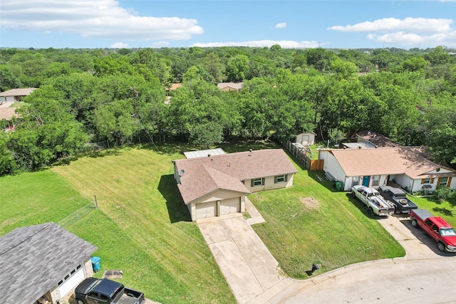 207 Bluebird Cir, Denton, TX 76209 - bird's eye view of a heavily wooded area