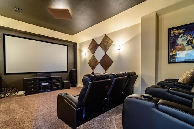 view of carpeted home theater