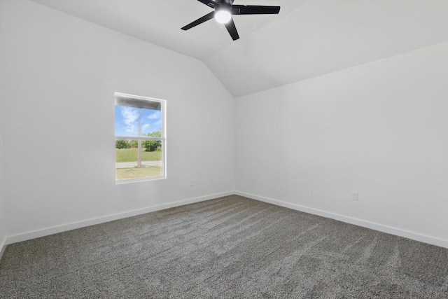 9413 Prairieview Dr, Fort Worth, TX 76134 - additional living space featuring vaulted ceiling, a ceiling fan, carpet flooring, and baseboards