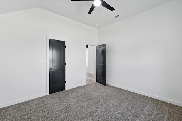 9413 Prairieview Dr, Fort Worth, TX 76134 - unfurnished bedroom featuring carpet floors, baseboards, a ceiling fan, and lofted ceiling
