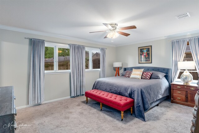 5730 Lovers Ln, Shreveport, LA 71105 - carpeted bedroom featuring crown molding, baseboards, and ceiling fan