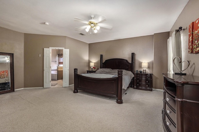 1516 Cheyenne Trl, Mansfield, TX 76063 - bedroom featuring carpet flooring, baseboards, a ceiling fan, and connected bathroom