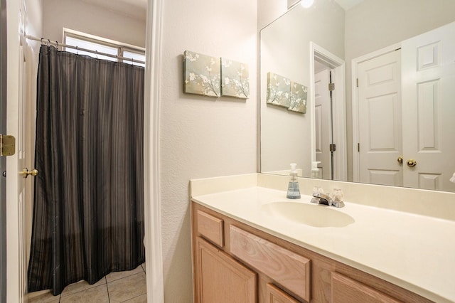 1516 Cheyenne Trl, Mansfield, TX 76063 - bathroom with vanity, tile patterned flooring, and curtained shower
