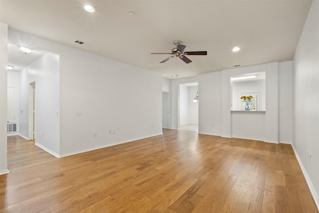 9904 Kaufman Pl, Plano, TX 75025 - empty room with light wood-style flooring, a ceiling fan, recessed lighting, and baseboards