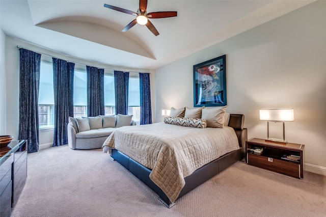 4388 Argyle Ln, Frisco, TX 75034 - bedroom featuring carpet floors, baseboards, lofted ceiling, and a ceiling fan