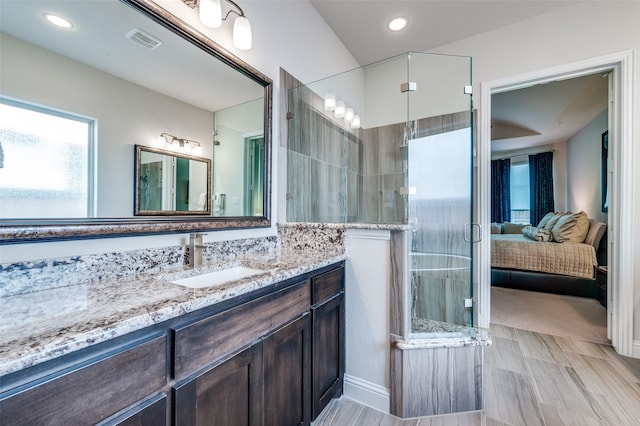 4388 Argyle Ln, Frisco, TX 75034 - full bathroom featuring plenty of natural light, ensuite bathroom, vanity, a shower stall, and recessed lighting