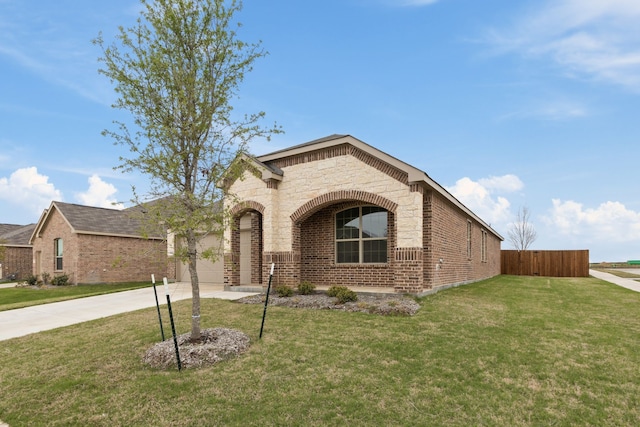3008 Balmorhea Ln, Mckinney, TX 75071 - view of front of home featuring driveway, brick siding, a garage, and stone siding