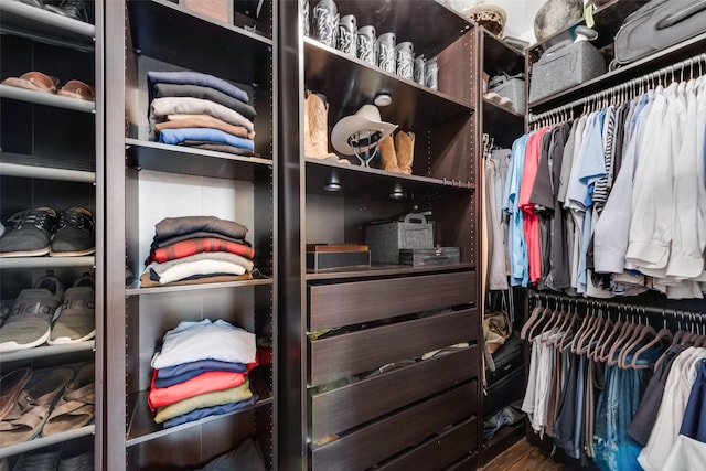 2466 Campfire Ln, Frisco, TX 75033 - walk in closet with wood finished floors