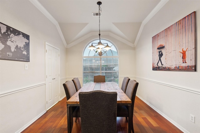 108 Rolling Rock Dr, Trophy Club, TX 76262 - dining space with wood finished floors, ornamental molding, vaulted ceiling, and baseboards