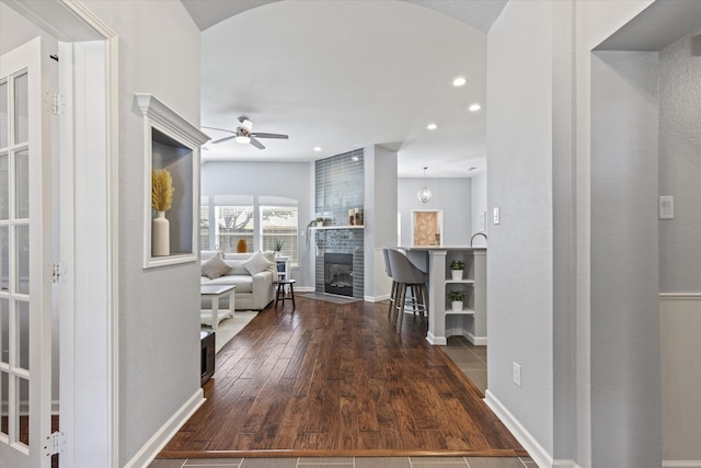 6436 Branchwood Trl, The Colony, TX 75056 - corridor with wood-type flooring, baseboards, and recessed lighting