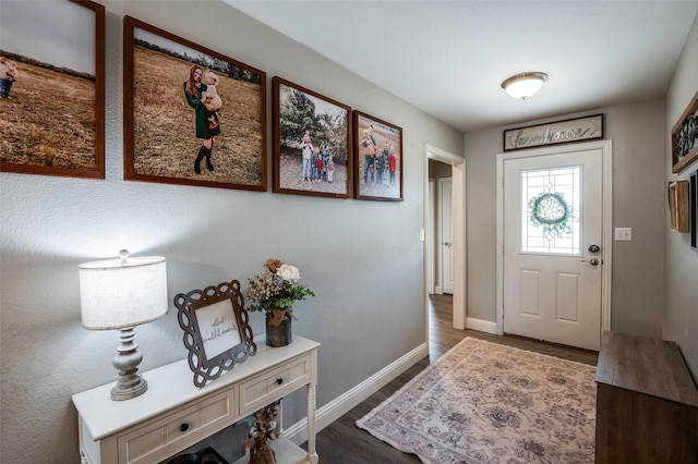 211 Hilltop Cir, Blue Ridge, TX 75424 - foyer with dark wood-style flooring and baseboards