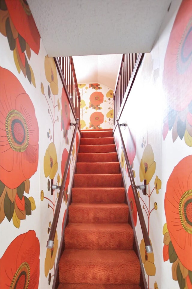 19413 US Highway 79 E, Jacksonville, TX 75766 - staircase featuring vaulted ceiling