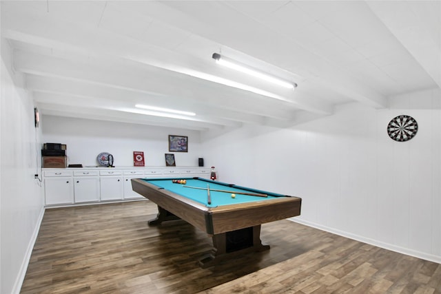 19413 US Highway 79 E, Jacksonville, TX 75766 - rec room with wood finished floors, pool table, baseboards, and beamed ceiling