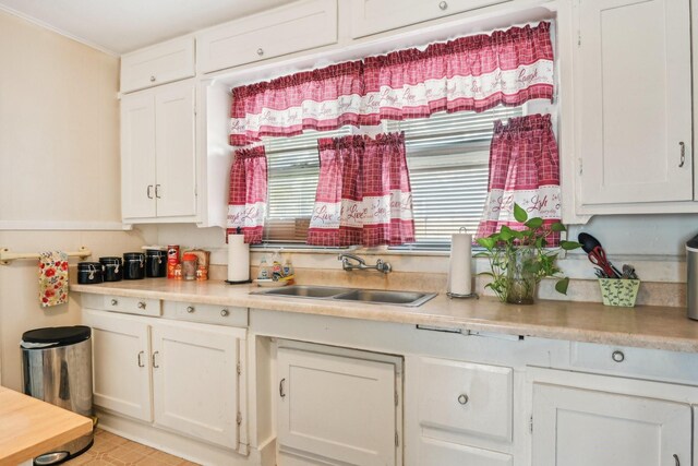 2509 Bird St, Fort Worth, TX 76111 - kitchen featuring a sink, light countertops, and white cabinetry