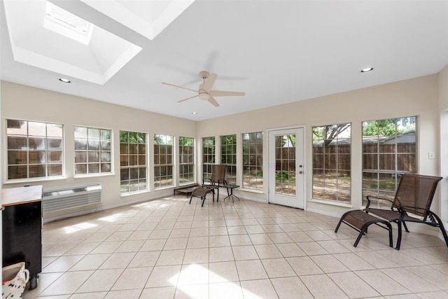 2935 Maydelle Ln, Farmers Branch, TX 75234 - sunroom / solarium featuring healthy amount of natural light, tile patterned flooring, recessed lighting, and a skylight