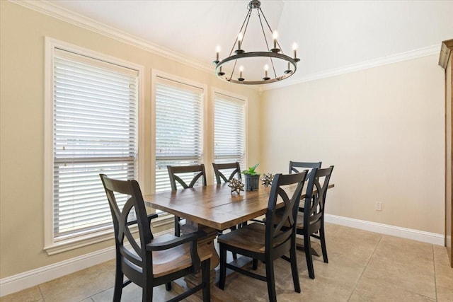 213 Desert Sky Dr, Mcgregor, TX 76657 - dining space featuring a chandelier, plenty of natural light, ornamental molding, and baseboards