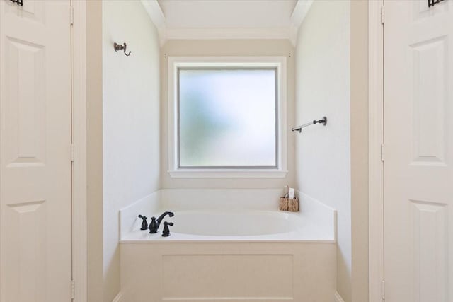 213 Desert Sky Dr, Mcgregor, TX 76657 - bathroom featuring a garden tub and ornamental molding