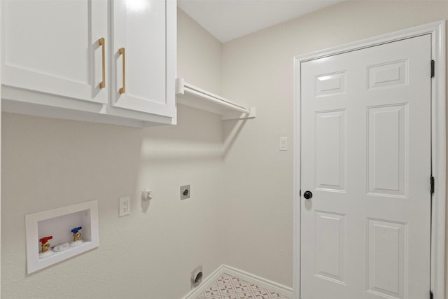 1403 Petersburgh Pl, Allen, TX 75013 - clothes washing area featuring electric dryer hookup, baseboards, hookup for a washing machine, cabinet space, and gas dryer hookup