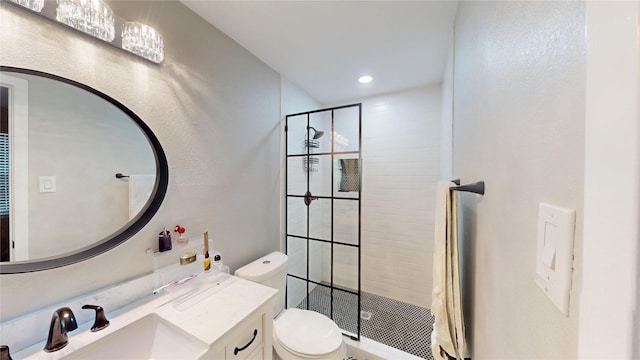 1408 Briarwood Blvd, Arlington, TX 76013 - full bathroom with a shower stall, toilet, vanity, and recessed lighting