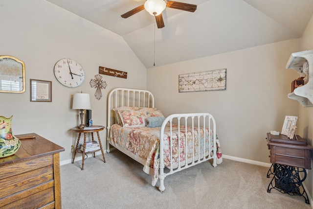 8917 Cypress Creek Rd, Lantana, TX 76226 - carpeted bedroom featuring lofted ceiling, baseboards, and a ceiling fan