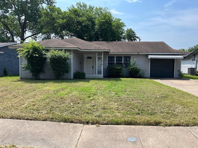 2836 Modree Ave, Dallas, TX 75216 - ranch-style house with an attached garage, a front yard, central AC, driveway, and roof with shingles