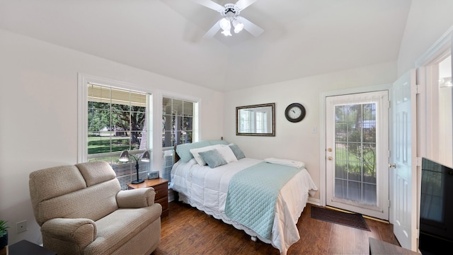253 Valtie Davis Rd, Combine, TX 75159 - bedroom with access to outside, wood finished floors, and a ceiling fan