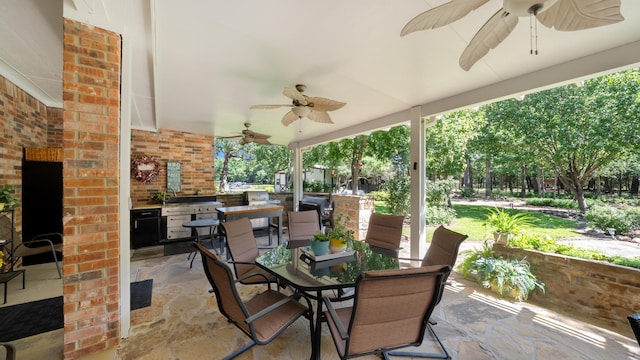 253 Valtie Davis Rd, Combine, TX 75159 - view of patio / terrace with a ceiling fan, exterior kitchen, and outdoor dining area