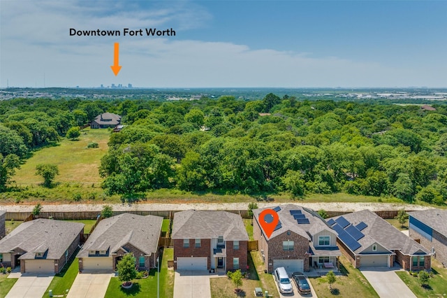 412 Lowery Oaks Trl, Fort Worth, TX 76120 - aerial perspective of suburban area featuring a heavily wooded area