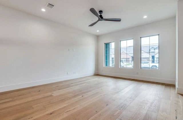 822 Eaglescliffe Lndg, Wylie, TX 75098 - empty room featuring light wood-style floors, baseboards, a ceiling fan, and recessed lighting