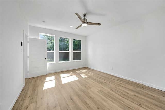 220 E Park St, Little Elm, TX 75068 - spare room featuring ceiling fan, light wood-style floors, and baseboards