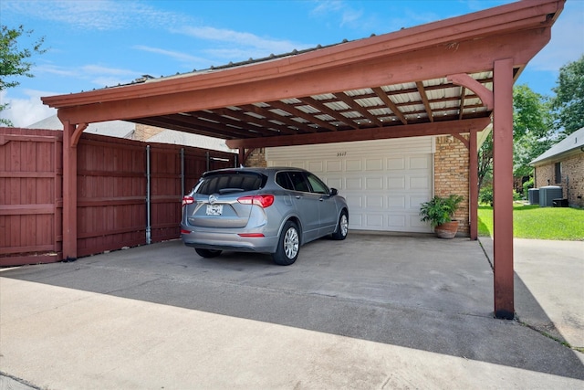 3517 Louis Dr, Plano, TX 75023 - view of parking with driveway, a carport, fence, and a garage